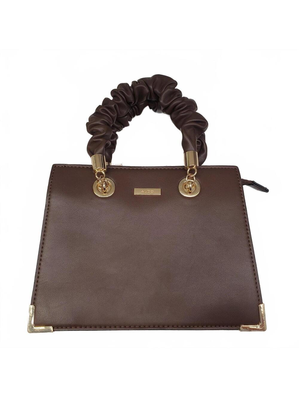 ALDO Bilithax Top Handle Bag Brown Structured Top Gold Hardware Handbag